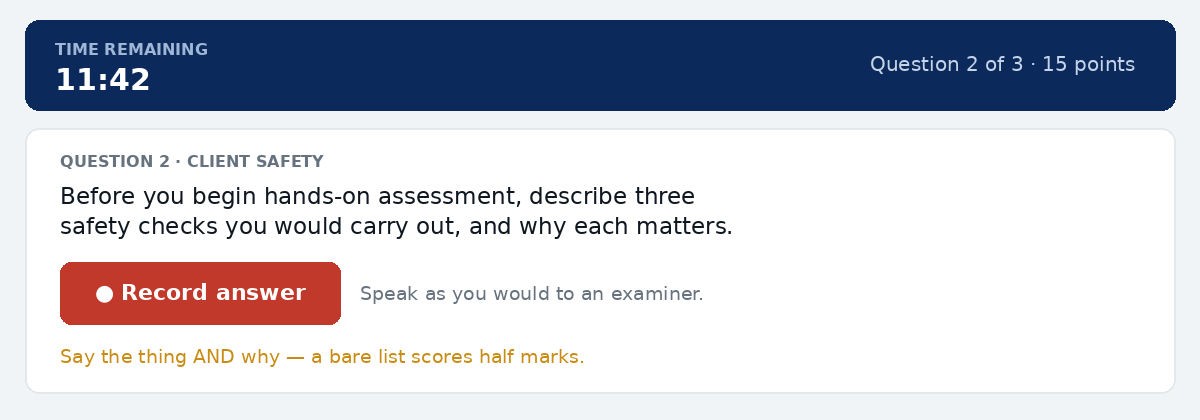 CPTE oral case practice screen